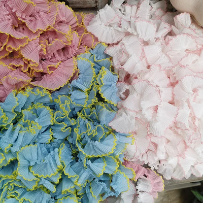 4M/lot 3cm Wine red/pink/Beige Chiffon Pleated Lace Dog Tooth Ruffle Lace Trimming for Dress Pet Cloth Home Decoration X1496