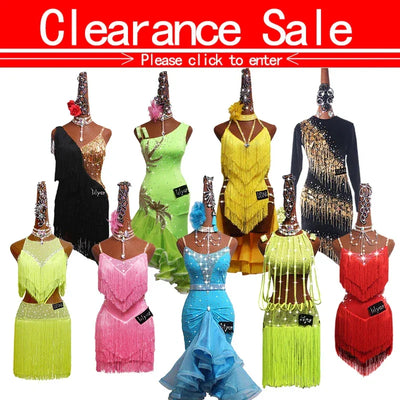 Latin Dance Performance Dress New Women's Customized Big Red Waist Fringe Dance Dress