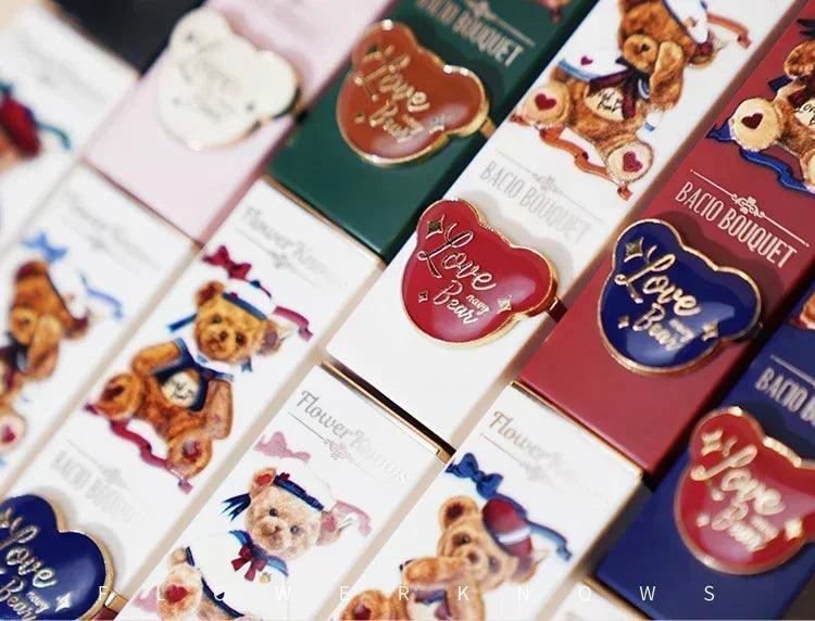 Flower knows love bear series matte moisturizing silky smooth natural lipstick makeup