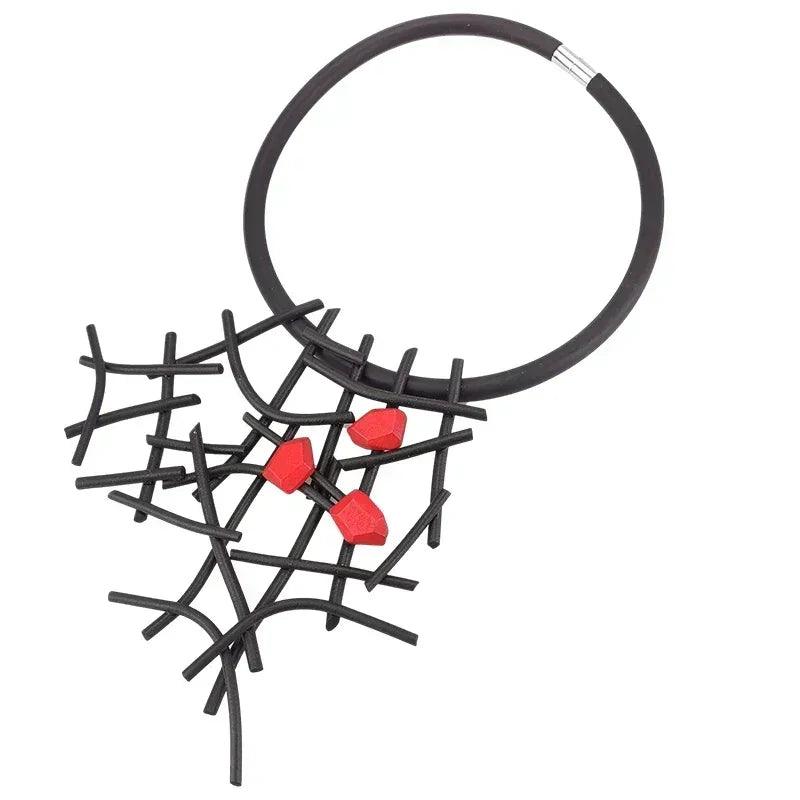 Ukebay new designer luxury necklaces women handmade gothic pendant necklace rubber jewelry wooden accessories statement