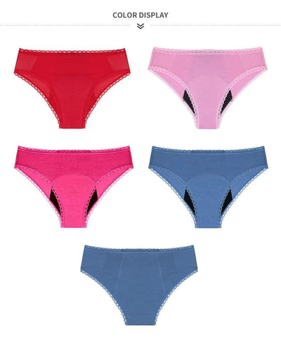 Bamboo Menstrual Panties for Women 4 Layer Absorbent Period Underwear Lace Bikini Leak Proof Culotte Menstruelle