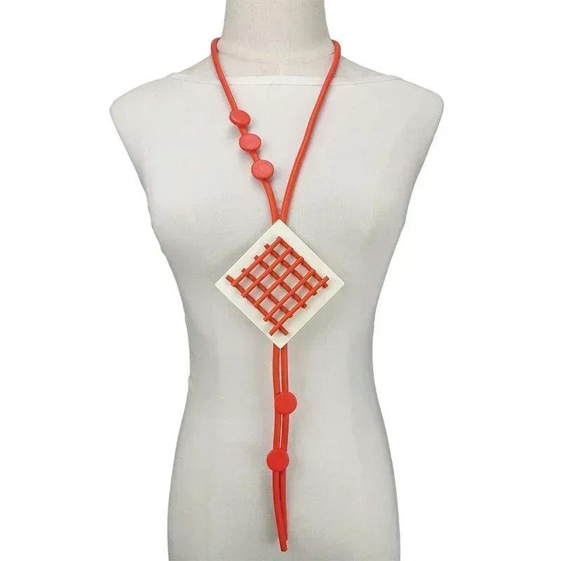 Ukebay new pendant necklace women handmade jewelry rubber necklaces long clothes chain statement accessories luxury