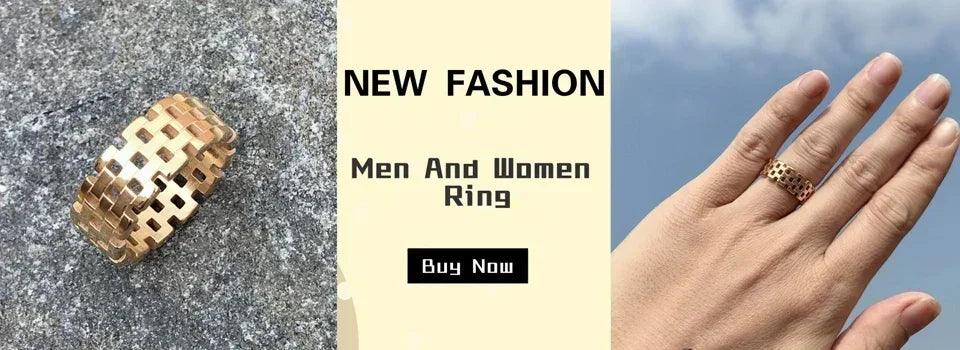 Luxury never fade 18k gold plated bold wide thick ring for women chunky link chain stainless steel strap finger rings