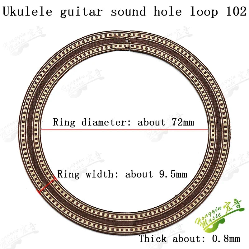 Ukulele Small Four-string Guitar Sound Hole Circle Rosewood Maple Abalone Color Shell Mosaic Caliber Pattern Ukulele Accessories