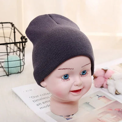 Solid Beanies Hat for Kids Baby Girls Boys Autumn Winter Caps Warm Soft Candy Knitted Bonnet Hats Skullies Toddler Children Cap