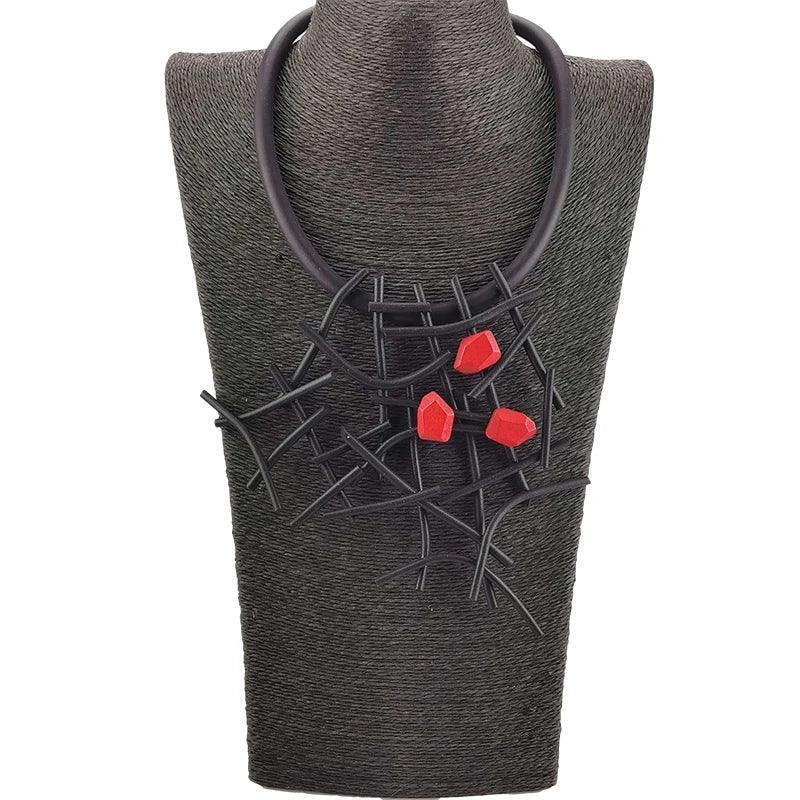 Ukebay new designer luxury necklaces women handmade gothic pendant necklace rubber jewelry wooden accessories statement