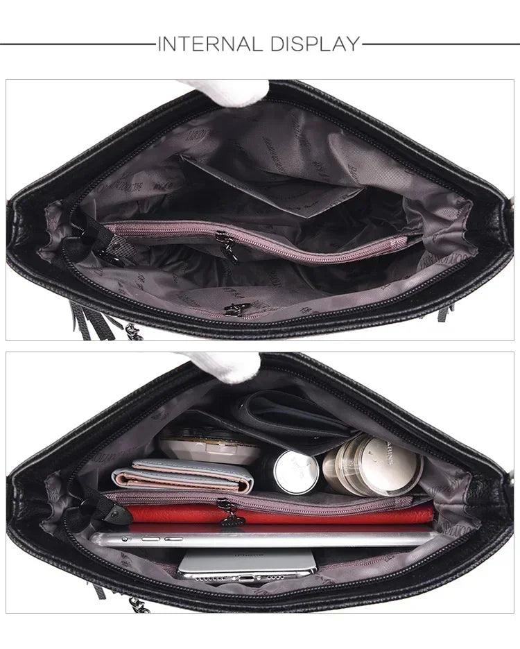 Hand crossbody bags for women 2024 new luxury designer handbag leather tassel shoulder purses and handbags tote bag