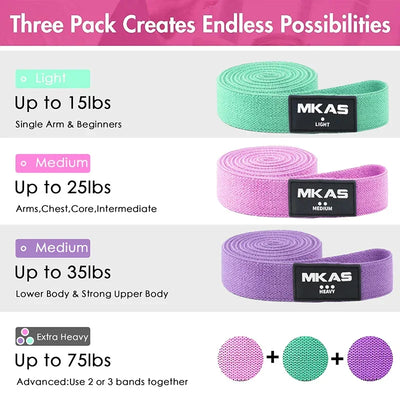Fitness Resistance Bands Workout Hip Loop Elastic Exercise Band Gum Sport Yoga Strength  3-Piece Non-Slip For Leg Home Equipment