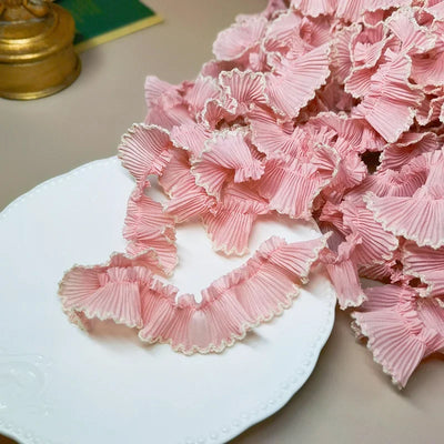 4M/lot 3cm Wine red/pink/Beige Chiffon Pleated Lace Dog Tooth Ruffle Lace Trimming for Dress Pet Cloth Home Decoration X1496