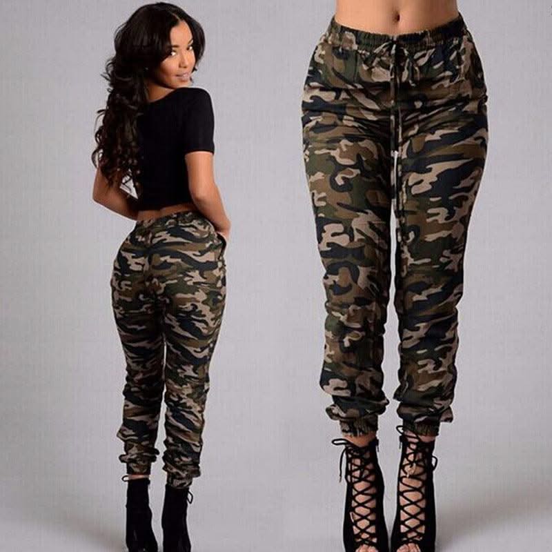 New Women Camo Cargo High Waist Hip Hop Trousers Pants Military Army Combat Camouflage Long Pants Hot Capris Plus Size S-2XL New