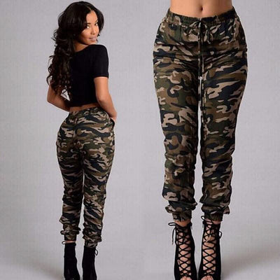 New Women Camo Cargo High Waist Hip Hop Trousers Pants Military Army Combat Camouflage Long Pants Hot Capris Plus Size S-2XL New