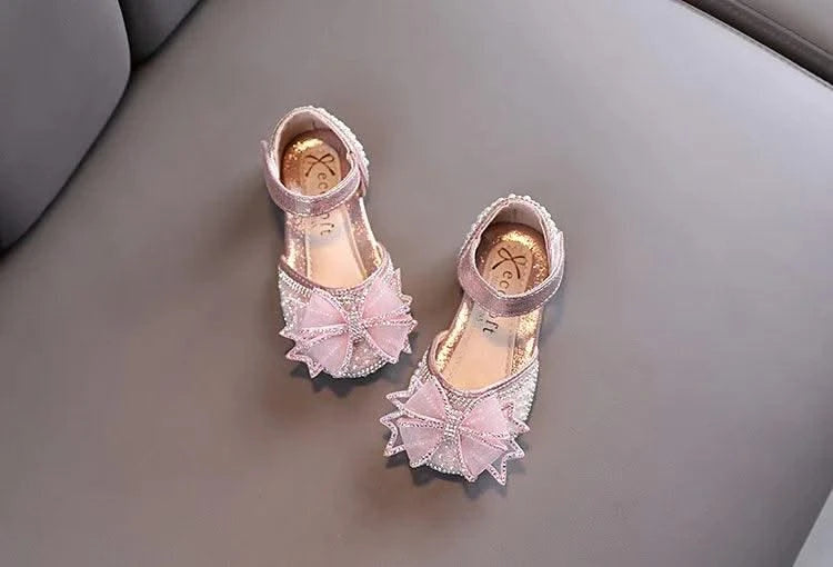 Children's  Comfortable  Princess Shoes | Kids Flat Shoes With Glittery Bow | Little Girl's Spring/Summer Fashion Sandals
