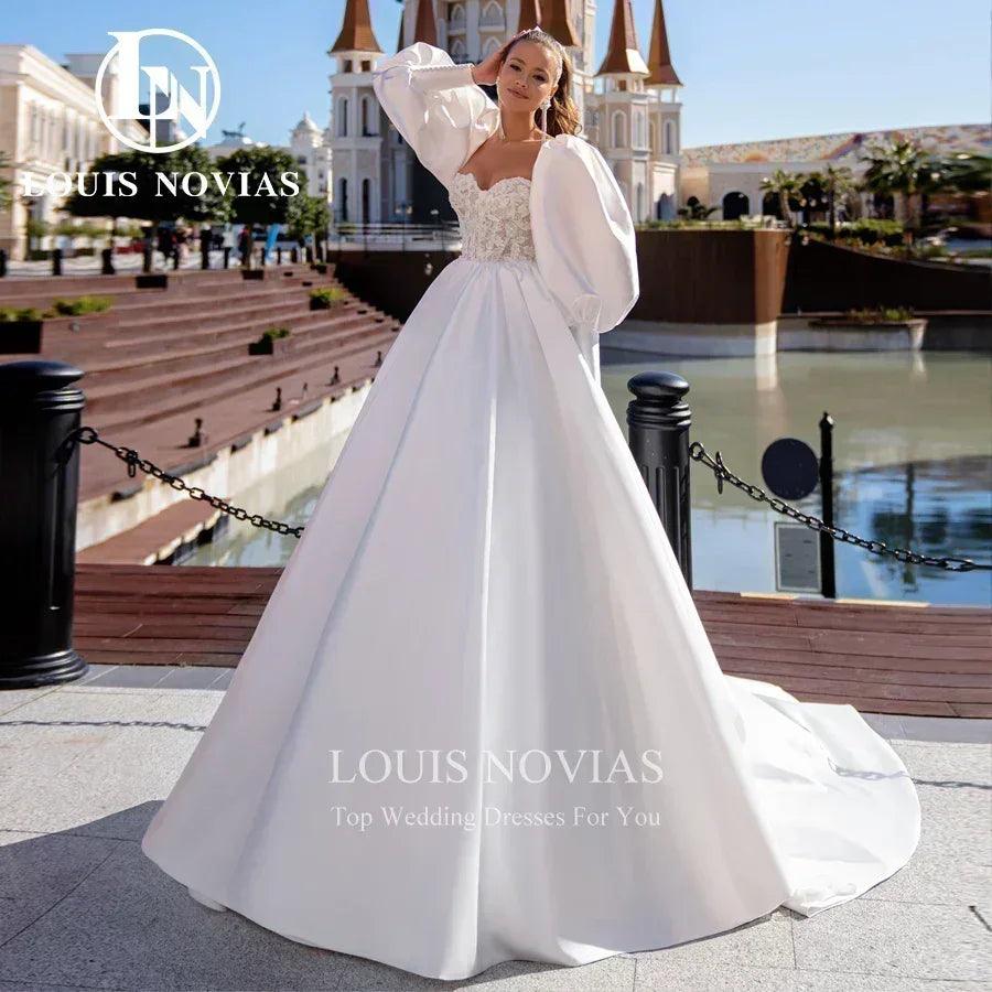 Luxury wedding exquisite satin bridal gown