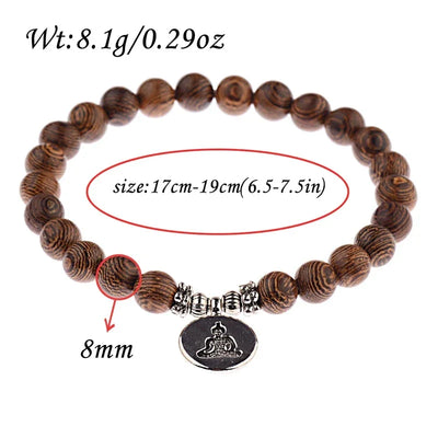 Ethnic Buddhism Lotus Pendant Bracelet Homme Women's Chakra Wood Beaded Bracelet Drop Shipping