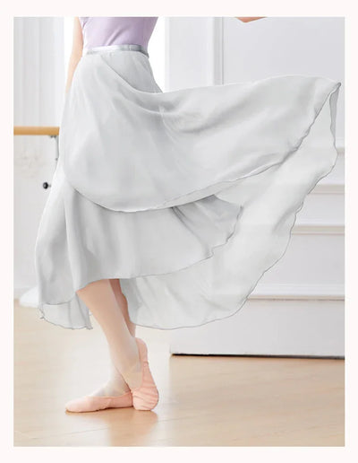 Ballet Skirts Women Long Chiffon Dance Skirt Fairy Chiffon Long Ballet Tutu Dress Dance Costumes Tie Up Dress