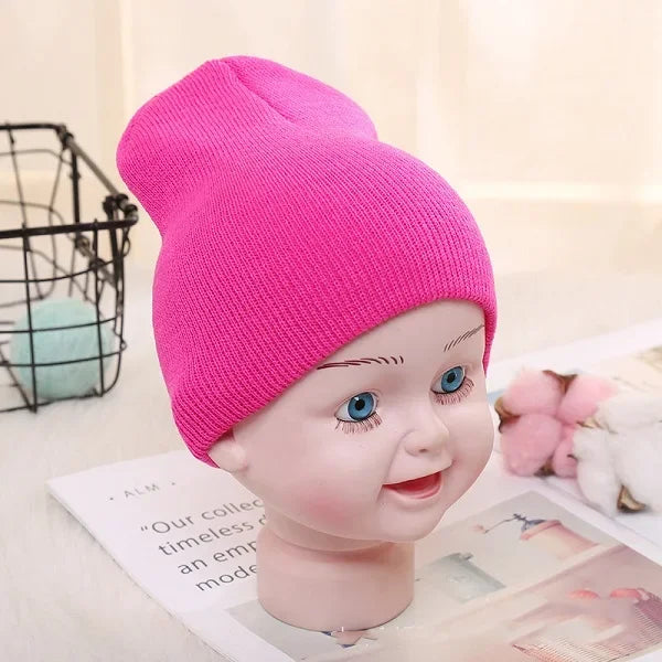 Solid Beanies Hat for Kids Baby Girls Boys Autumn Winter Caps Warm Soft Candy Knitted Bonnet Hats Skullies Toddler Children Cap