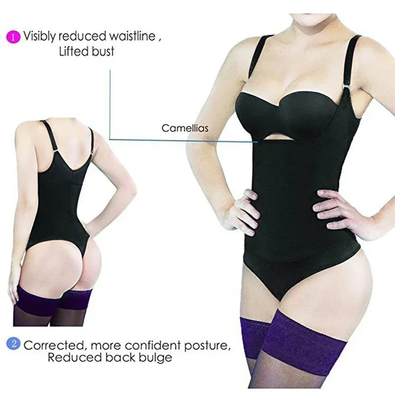 Body Shapewear Thong Bodysuit Shaper Latex Waist Trainer Slimming Belly Sheath Butt Lifter Underwear Women Tummy Control Girdle