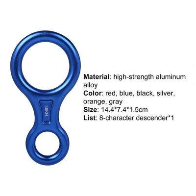 35KN Carabiner High Strength Wear-resistant Compact 8-shape 35KN Descender for Mountaineering