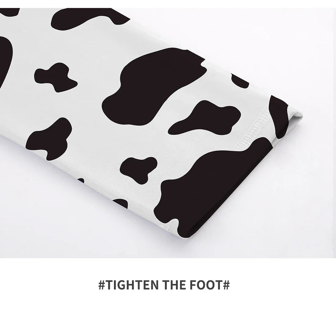 Women Cow Black Printed Leggings