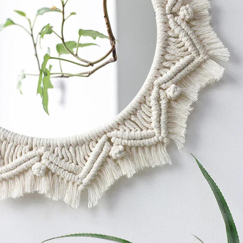 Macrame decorative wall mirror boho home decor makeup aesthetic mirrors living room bedroom christmas wedding