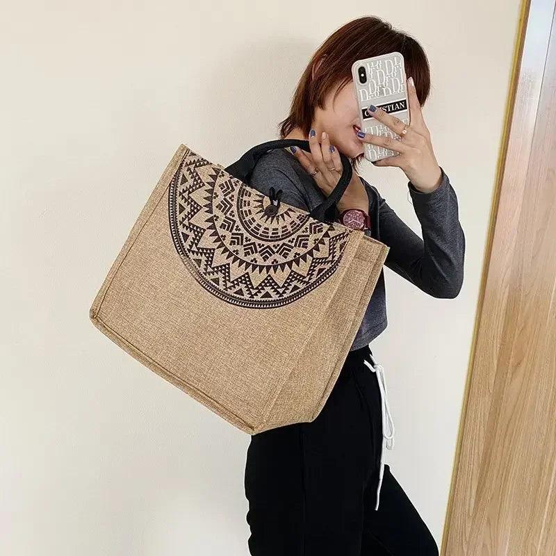 Canvas handbags for women fashion tote beach bags reusable shopping casual large capacity designer shoulder pouch