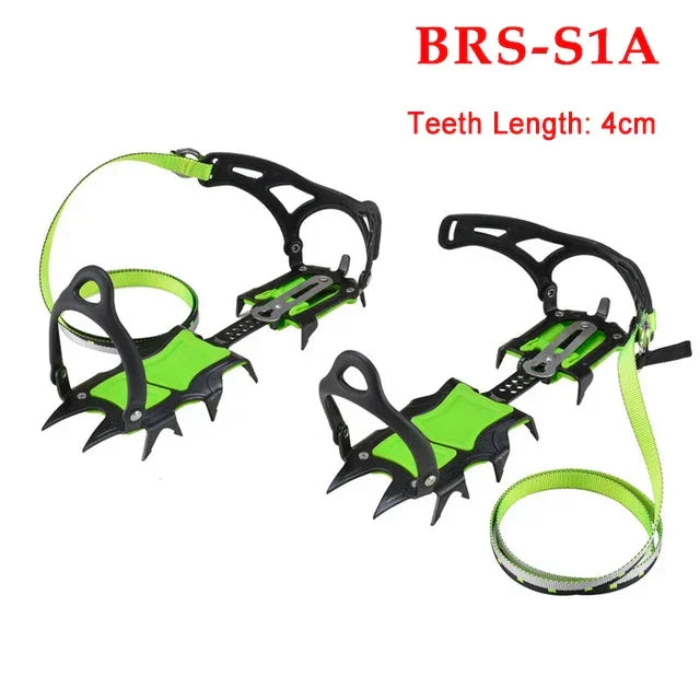 BRS 14 Teeth Claws Crampons Shoes Ice Crampons Snow Non slip Cover Ice Gripper Manganese Steel Outdoor Ski Ice Climbing