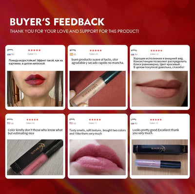 NICEFACE Matte Liquid Lipstick Waterproof Long Lasting Lip Gloss Tint Sexy Red Nude Purple Metallic Lipsticks Makeup Cosmetics