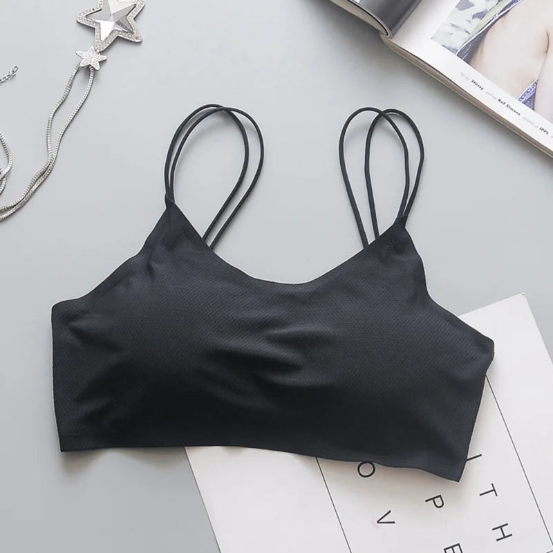 Gathered camisole women's top streetwear Seamless Sexy Tube Top ice silk anti-glare tube top wrap bra underwear