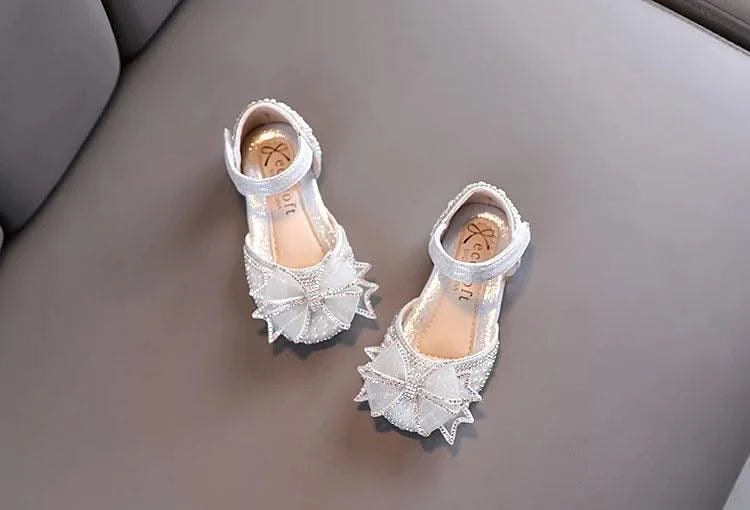 Children's  Comfortable  Princess Shoes | Kids Flat Shoes With Glittery Bow | Little Girl's Spring/Summer Fashion Sandals