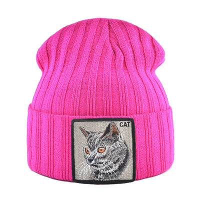 Women's Fashion Beanies Hat Solid Color Knitted Wool Skullies With Embroidery Patch Autumn Winter Men's Knit Gorras Bonnet