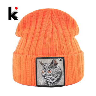 Women's Fashion Beanies Hat Solid Color Knitted Wool Skullies With Embroidery Patch Autumn Winter Men's Knit Gorras Bonnet