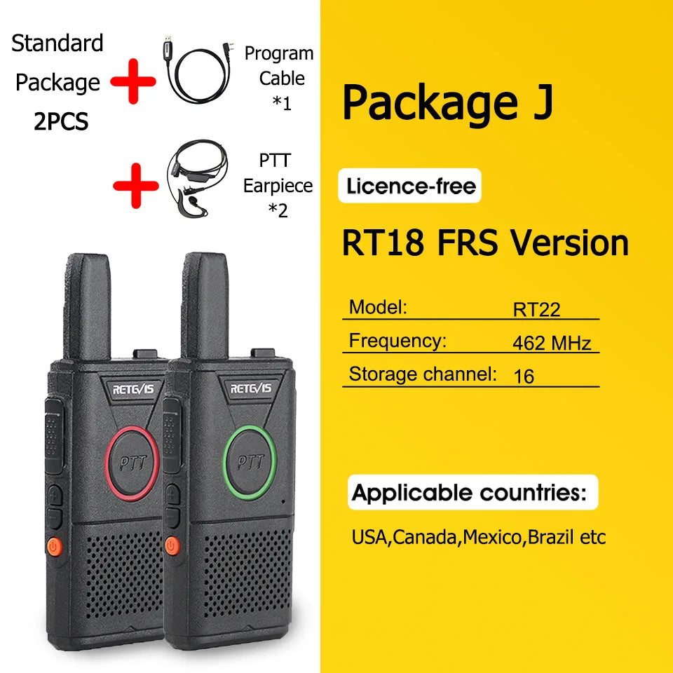 RETEVIS RT618 Mini Walkie Talkie Dual PTT Walkie-talkies 2 pcs PMR 446 Communication Equipment Portable Two-way Radio Cafe Hotel