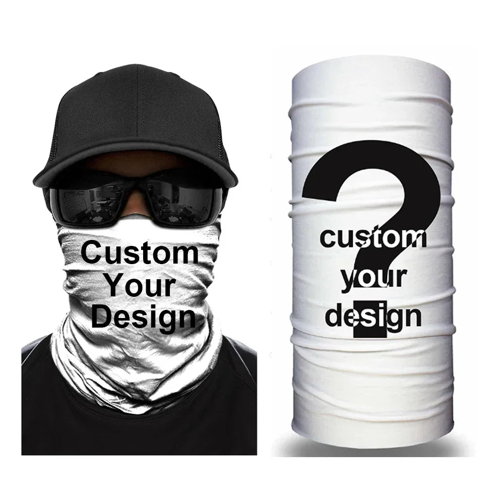 Customized Tube Scarf Seamless Bandana Masks Headband Cycling Caps Neck Gaiter Outdoors Neck Warmer Motorcycle Face Shield 50PCS
