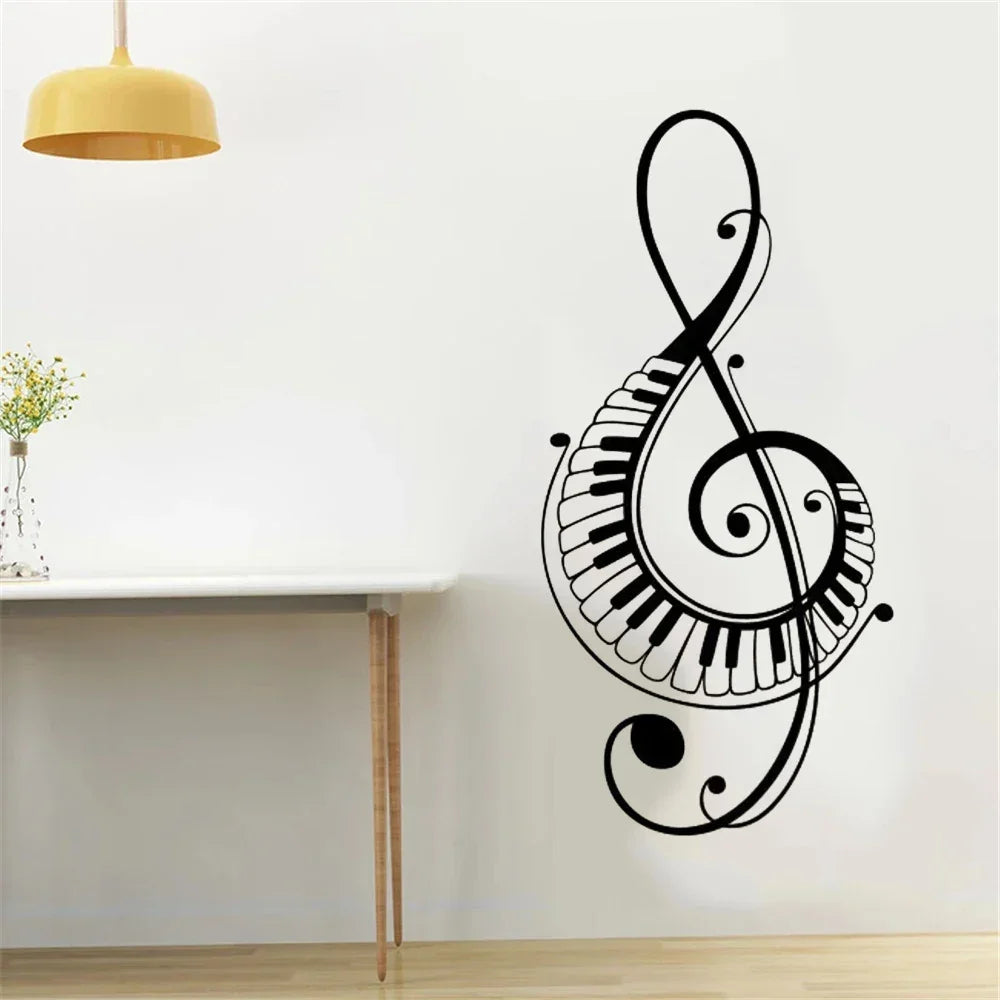 Music Wall Decal Piano Key Music Symbol Music Sign Wall Sticker Vinyl Waterproof Sticker Music Room Home Wall Decoration