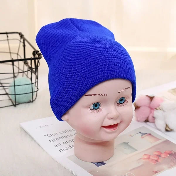 Solid Beanies Hat for Kids Baby Girls Boys Autumn Winter Caps Warm Soft Candy Knitted Bonnet Hats Skullies Toddler Children Cap