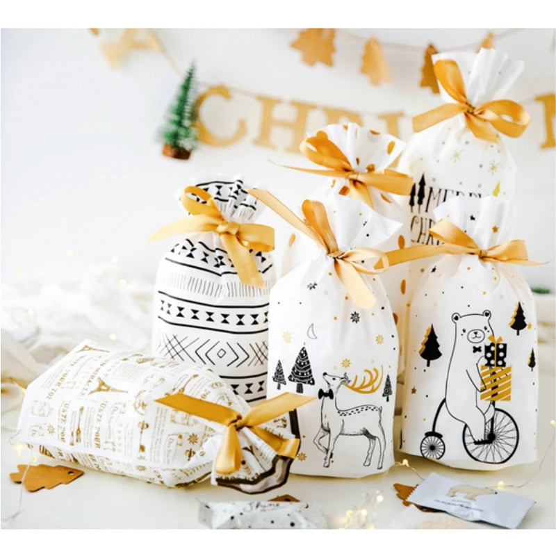 Christmas Gift Bag christmas candy bag Wedding  Party Drawstring Bag Christmas Decorations for Home New Year 2021 Presents