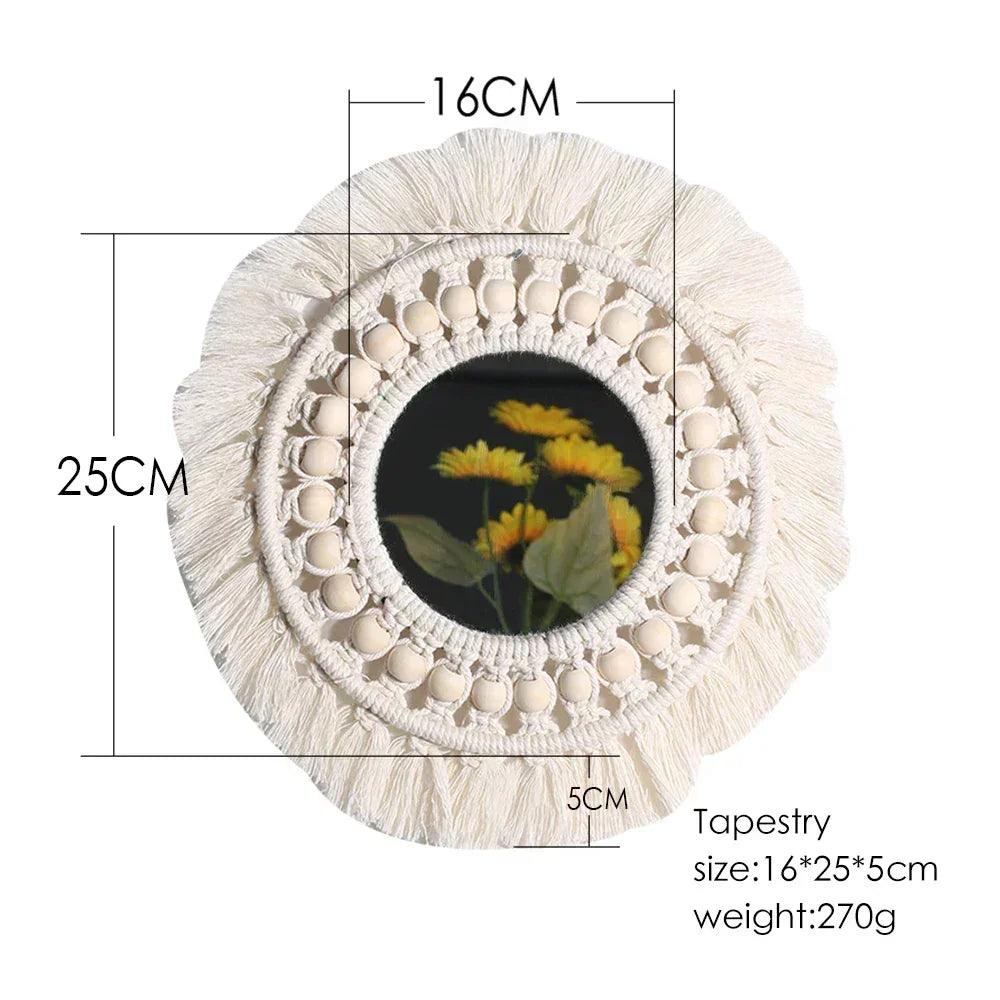 Macrame decorative wall mirror boho home decor makeup aesthetic mirrors living room bedroom christmas wedding