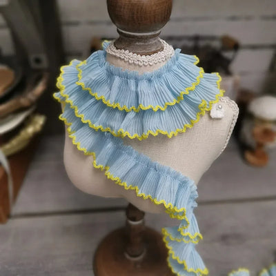 4M/lot 3cm Wine red/pink/Beige Chiffon Pleated Lace Dog Tooth Ruffle Lace Trimming for Dress Pet Cloth Home Decoration X1496