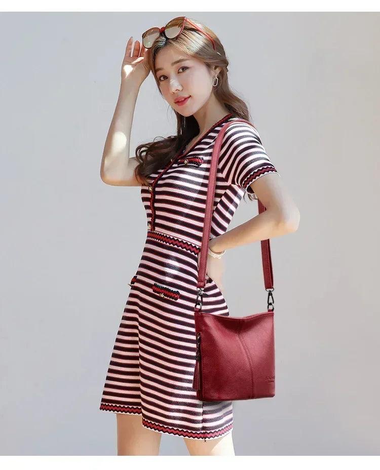 Hand crossbody bags for women 2024 new luxury designer handbag leather tassel shoulder purses and handbags tote bag