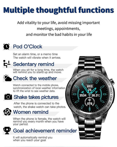 LIGE GPS Sport Track Recording Men Steel Band Smart Watch Body Temperature Activity Sport Fitness SmartWatches  Men Waterproof