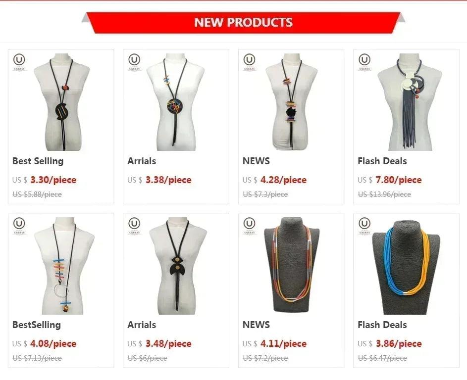 Ukebay new pendant necklace women handmade jewelry rubber necklaces long clothes chain statement accessories luxury