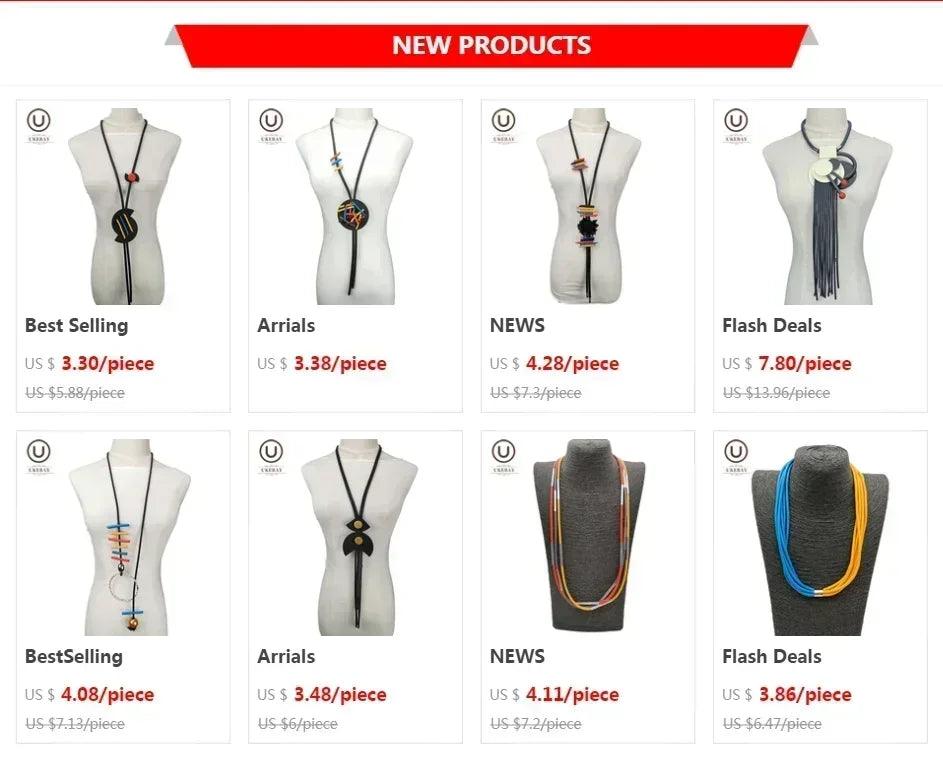 Ukebay new handmade luxury necklaces for women rubber jewelry black statement necklace fashion clothes chain gothic