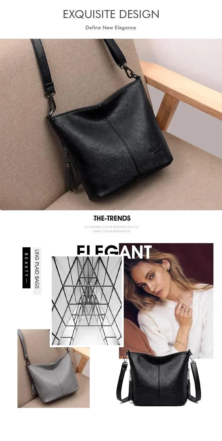 Hand crossbody bags for women 2024 new luxury designer handbag leather tassel shoulder purses and handbags tote bag
