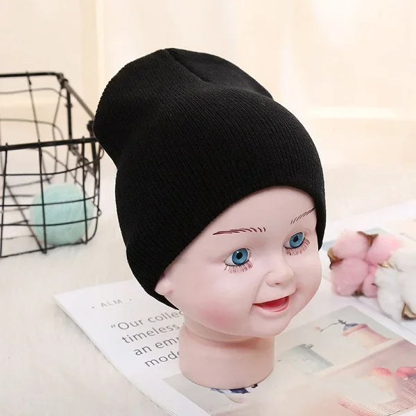 Solid Beanies Hat for Kids Baby Girls Boys Autumn Winter Caps Warm Soft Candy Knitted Bonnet Hats Skullies Toddler Children Cap