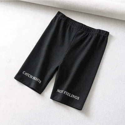 Summer biker shorts 2024 women elastic waist skinny fitness korean casual sexy Letter print black shorts pantalones black