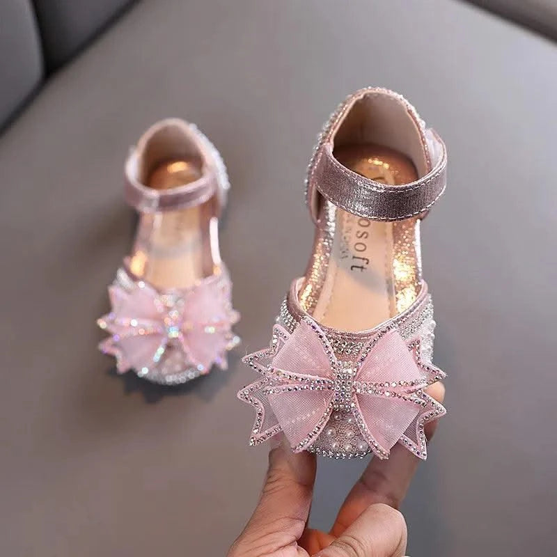 Children's  Comfortable  Princess Shoes | Kids Flat Shoes With Glittery Bow | Little Girl's Spring/Summer Fashion Sandals
