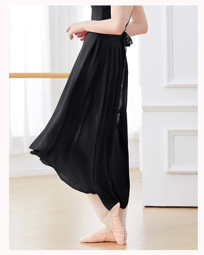 Ballet Skirts Women Long Chiffon Dance Skirt Fairy Chiffon Long Ballet Tutu Dress Dance Costumes Tie Up Dress