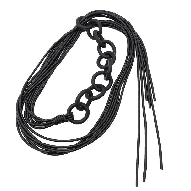 Ukebay new handmade luxury necklaces for women rubber jewelry black statement necklace fashion clothes chain gothic