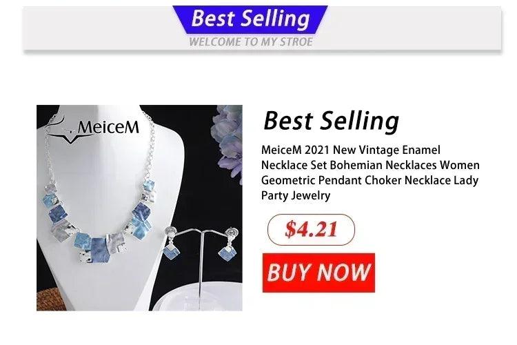 Meicem women silver plated pendant original design chain leaf necklace drop female luxury necklaces set for wedding