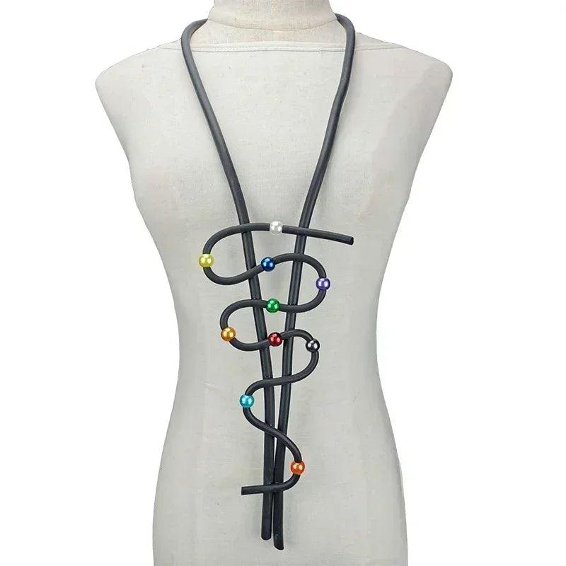 Ukebay new pendant necklace women handmade jewelry rubber necklaces long clothes chain statement accessories luxury